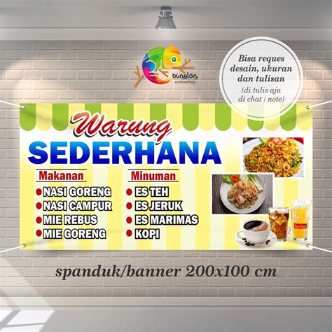 Jual Size 200x100 Cm Spanduk Banner Warung Makan Sederhana Murah