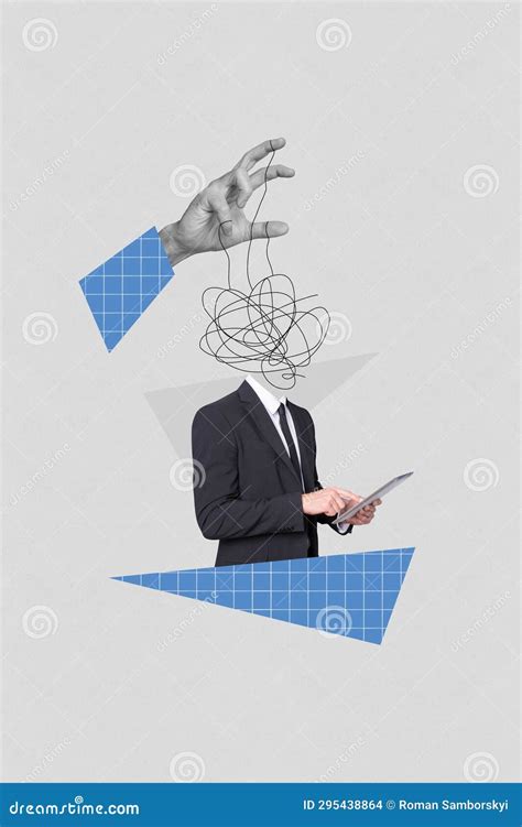 Vertical Creative Composite 3d Photo Collage Of Arm Control Mind Of