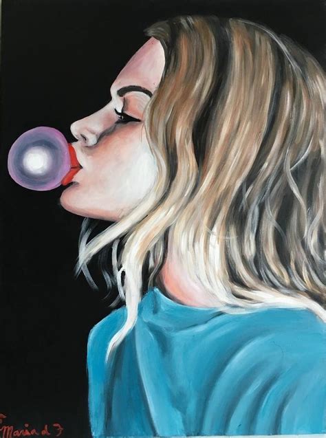 Bubble Gum 2 Painting By Maria Folger Saatchi Art Bubble Gum Blowing Bubble Gum Bubble Art