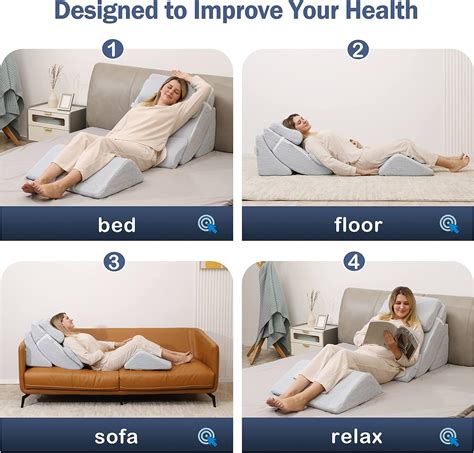 Betterhood Juego de 5 almohadas ortopédicas de cuña para cama espuma