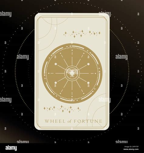 Golden Tarot Card Of Major Arcana Wheel Of Fortune Tarot Card In