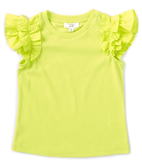 A Loves A Big Girls 7 16 Flutter Sleeve Ribbed Tank Dillards