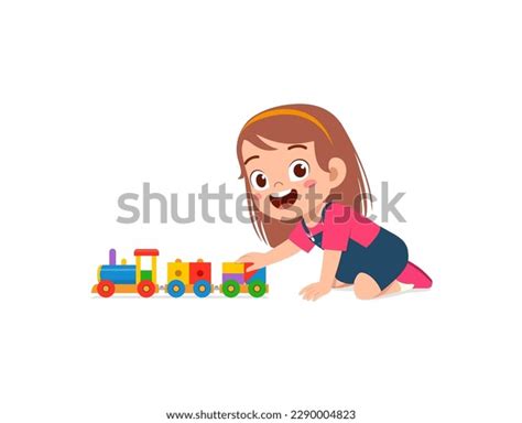 kid playing toy train  stock vector royalty