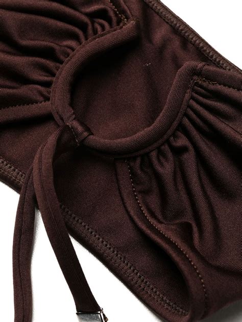 Jacquemus Aouro Ruched Bikini Bottoms Brown FARFETCH