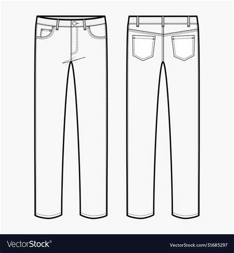 Pants Jeans Fashion Flat Sketch Template Download A Free Preview Or High Quality Adobe