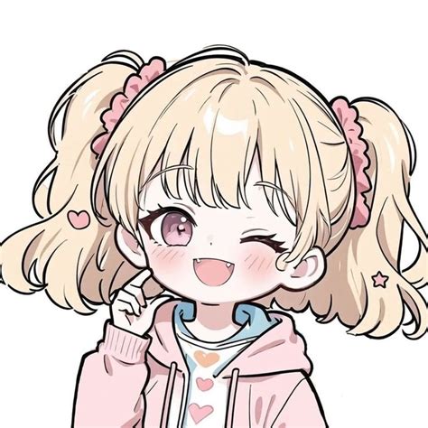 Girl With Pigtails Blonde Hair And Wearing A Pink Jacket Cute Drawings Chibi Anime Drawings