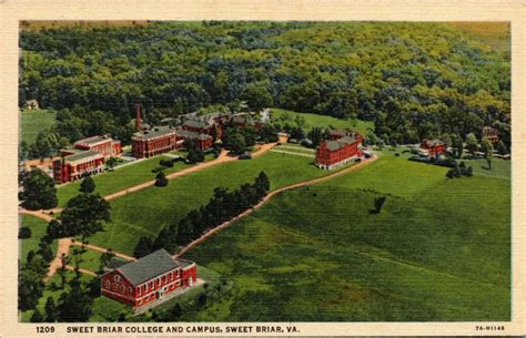 Vtg 1930s Sweet Briar College And Campus Aerial View Virginia Va Linen