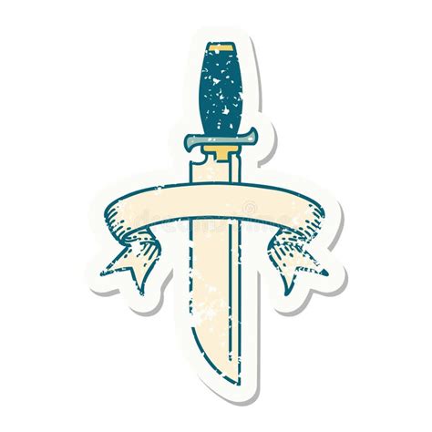 Grunge Sticker With Banner Of Knife Stock Vector Illustration Of