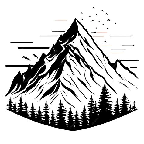 Premium Vector Hand Drawn Mountain Outline Illustration