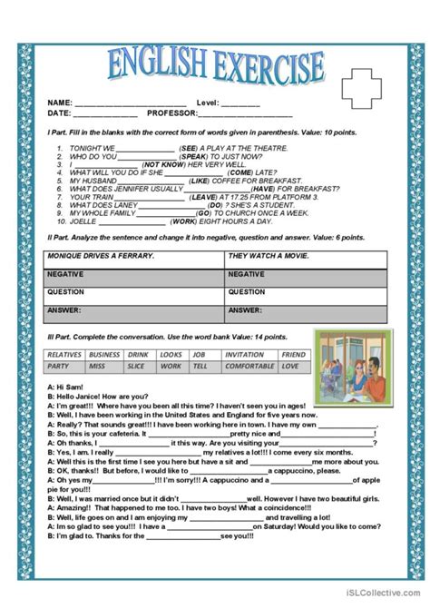 Test Present Tense English ESL Worksheets Pdf Doc