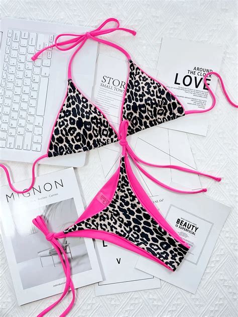 Sexy Leopard Micro Bikini 2024Women Swimsuit Female Swimwear Thong Bikinis Sets Brazilian Halter
