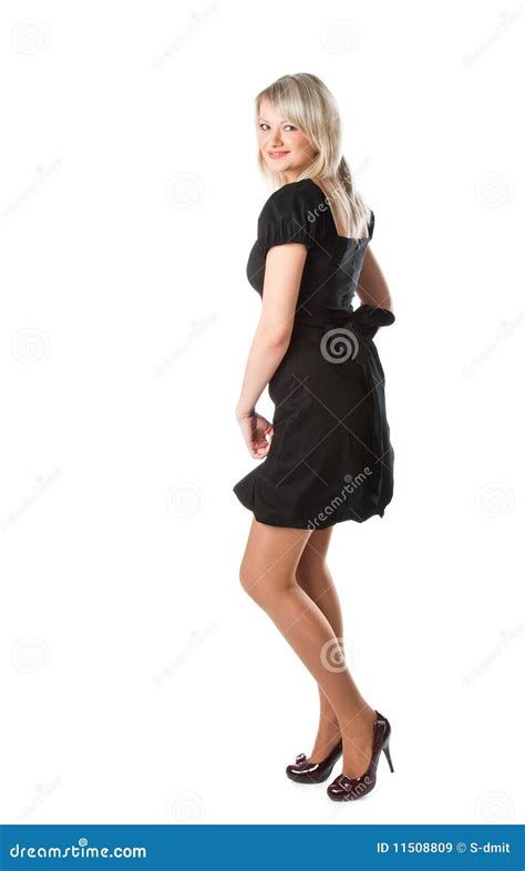 Blonde Junge Frau Im Schwarzen Kleid Stockbild Bild von beiläufig hintergrund 11508809