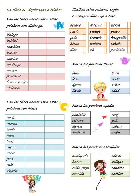 Cuadernillo Actividades Hiatos Y Diptongos Hiato Diptongo Esdrujulas