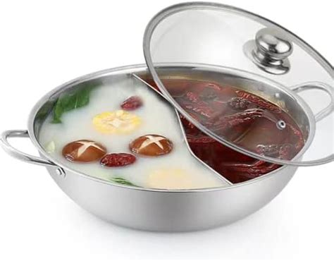 Amazon Tonsny Qt Stainless Steel Dual Sided Hot Pot With Divider For Induction Cooktop Gas