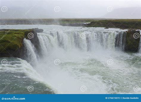 Godafoss Falls in Summer Season View, Iceland Stock Photo - Image of ...