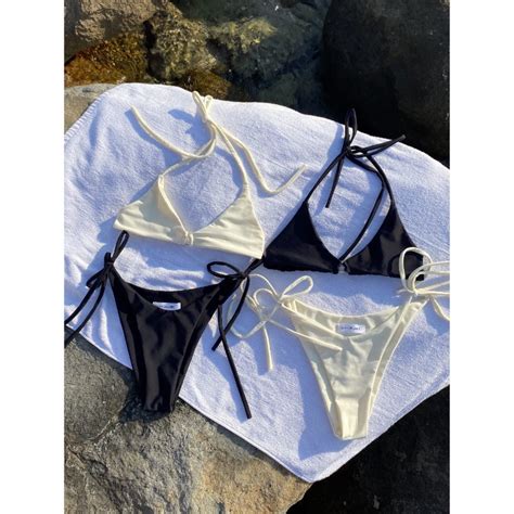 DUNE DE LABEL l Quần Bikini Lẻ Cột Dây May 2 Lớp Co Giãn Shopee Việt Nam