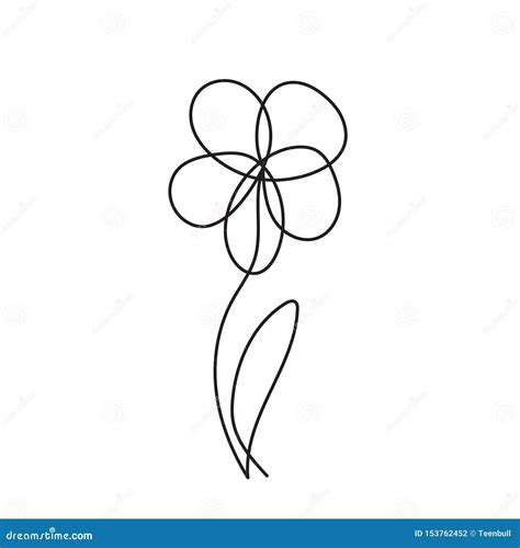 Simple One Line Flower Doodle Vector Continuous Line Drawing Stock