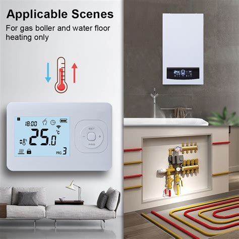 Digital 7 Day Programmable 868MHz Wireless RF Room Thermostat For Water