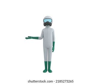 Man White Hazmat Suit Character Looking Stock Illustration 2185273265