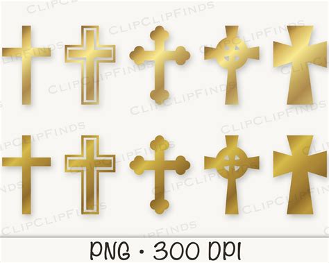 Gold Cross PNG Gold Cross Clipart Gold Crosses Overlay - Etsy