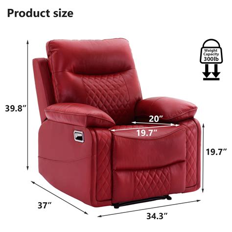 Bonzyhome Red Single Seater Manual Overstuffed Pu Leather Recliner Chair For Home Theatre And