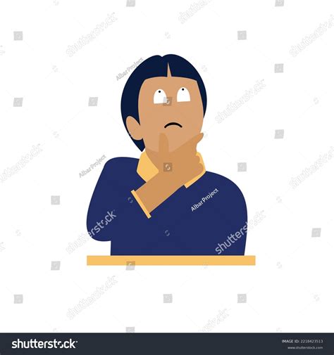 Boy Thinking Wearing Blue Tshirt Illustration Stock Vector (Royalty