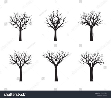 Set Black Naked Trees Vector Illustration Stock Vector Royalty Free Shutterstock