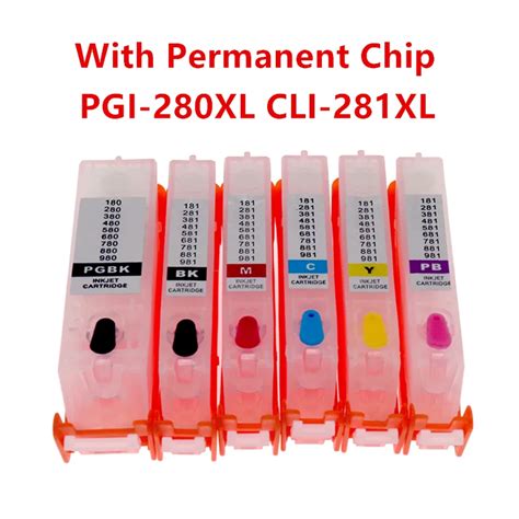 Pgi280 Cli281 280xl Pgi 280 Cli 281 Refill Ink Cartridge With Chip For Canon Pixma Tr7520 Tr8520