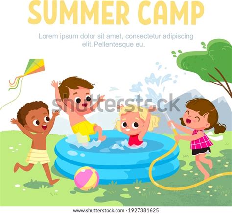 Happy Children Play Swimming Pool Summer Stock Vector (Royalty Free ...