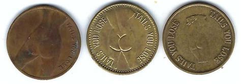 Vintage Nude Busty Woman Heads Tails Adult Peepshow Coins Tokens Xxx
