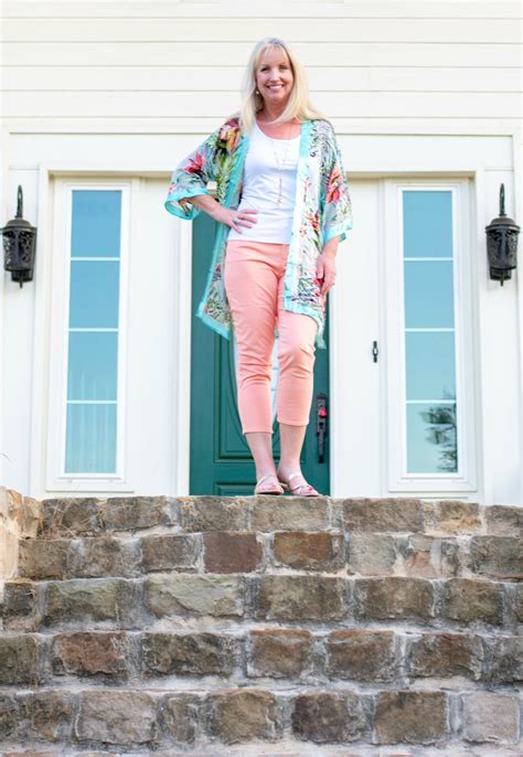 Tropical Kimono with Peach Crops - Dressed for My Day
