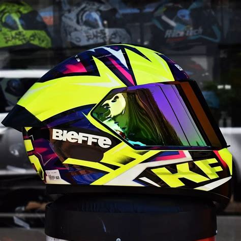 Capacete Bieffe B Kf Amarelo Roxo Viseira Espelhada Extr Shopee