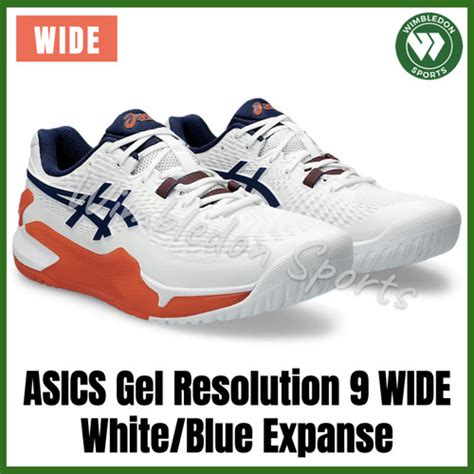 Jual Sepatu Tenis Asics Gel Resolution 9 Wide White Blue Asic Tennis