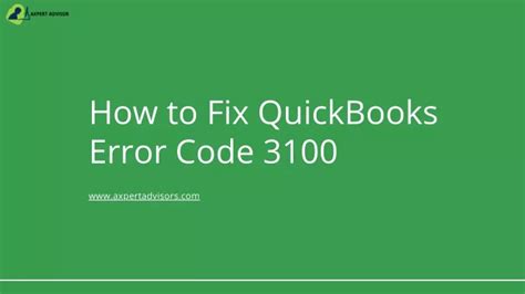 PPT How To Fix QuickBooks Error Code 3100 PowerPoint Presentation