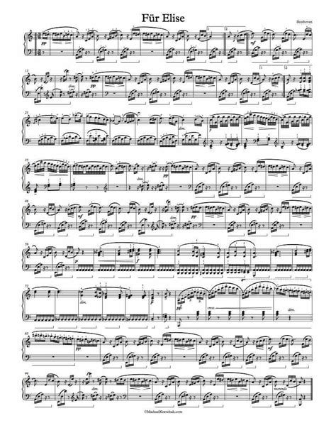 Beethoven Fur Elise Original Sheet Music For Piano Artofit