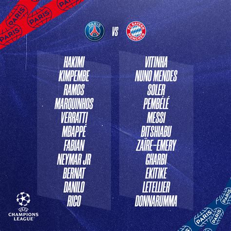 PSG Squad For Bayern : r/psg