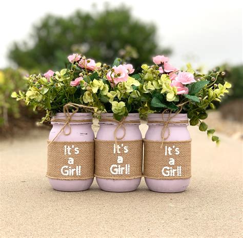 Home Living Home Décor Baby Shower Mason Jar Centerpieces Baby Shower