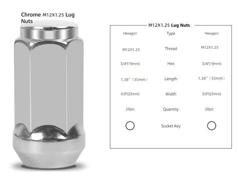 Pc M X X Mm Hex Tall Lug Nuts Chrome Lug Nuts Ebay