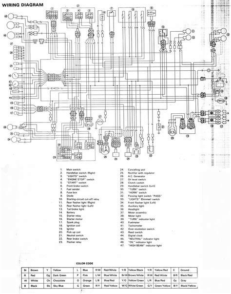 A Comprehensive Wiring Schematic For The Xv750 Motorcycle