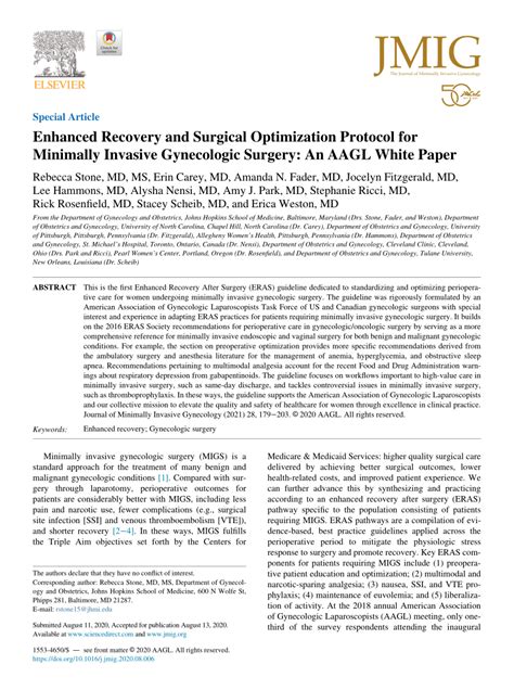 Pdf Enhanced Recovery And Surgical Optimization Protocol For