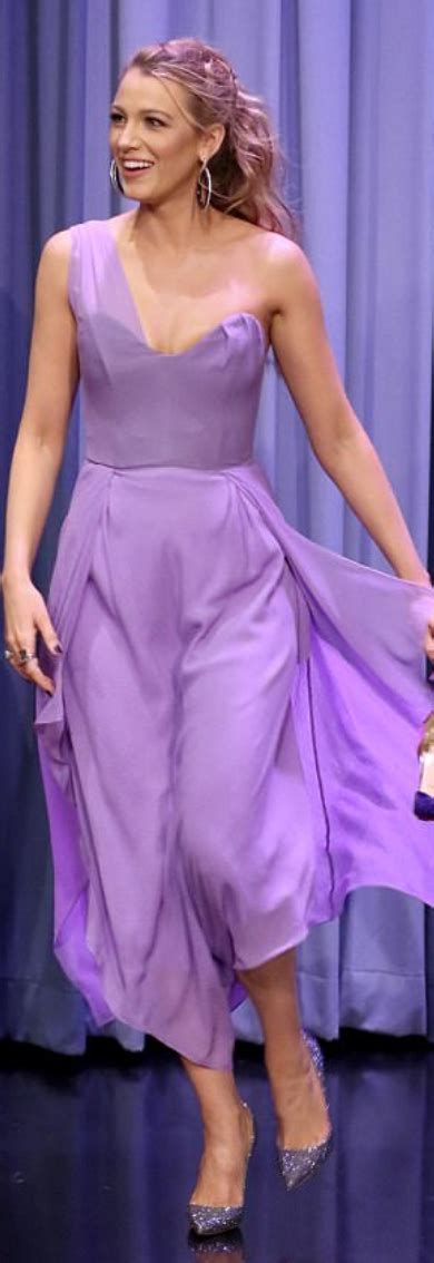 Blake Livelys Lovely In A Lilac Purple One Shoulder Dress Fashion