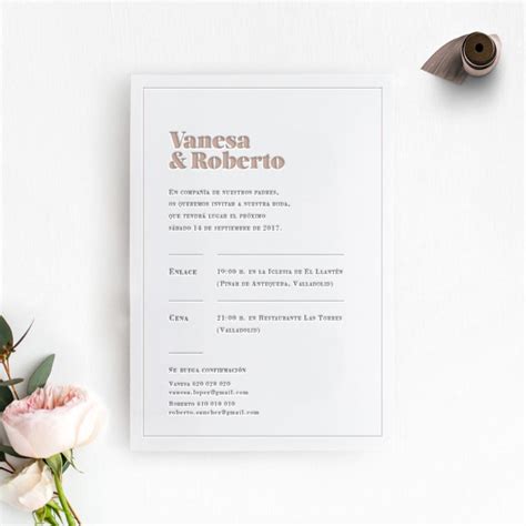 Nude White Invitación x mm El Calotipo Weddings