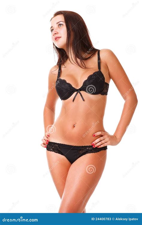 Brunette Sexy Dans La Lingerie Noire Image Stock Image Of Dame Culottes