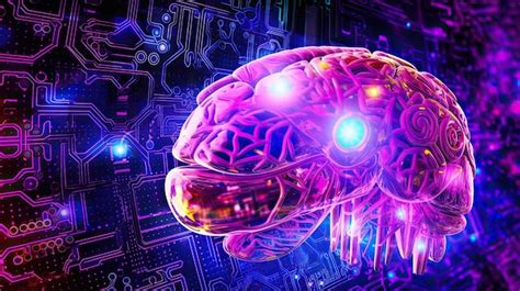 Premium Photo Human Brain On Neon Glowing Digital Cyber Technology