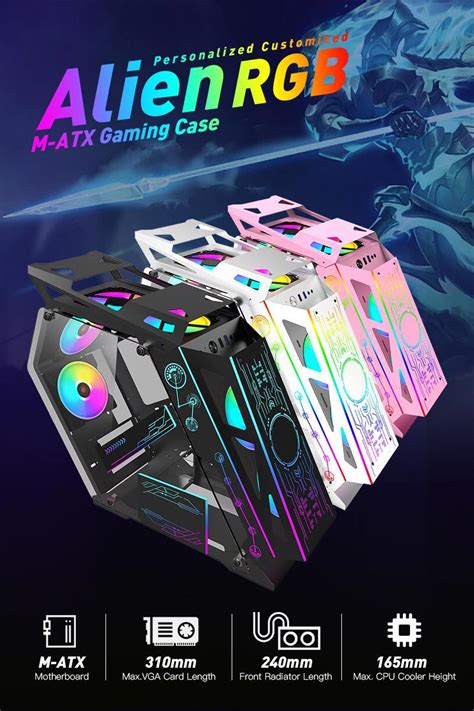 Three Colors Shaped Design Polygon RGB Gaming Case PC Computer Chassis ...