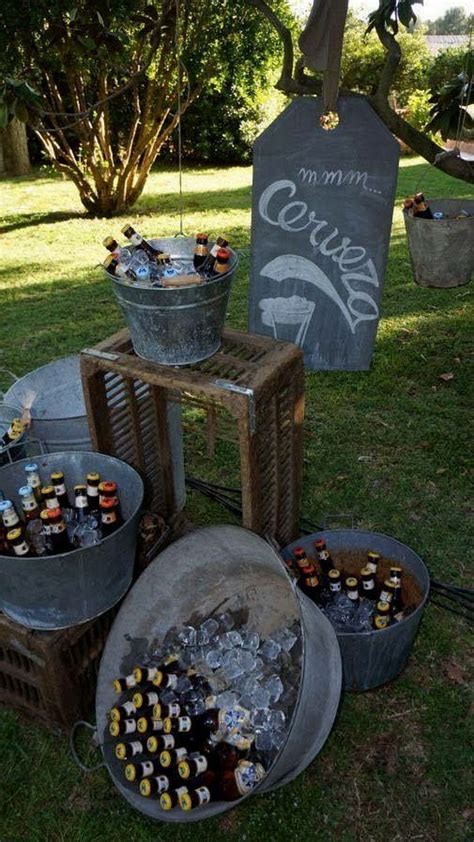 Rustic Outdoor Galvanized Bucket Wedding Drink Bar Hi Miss Puff