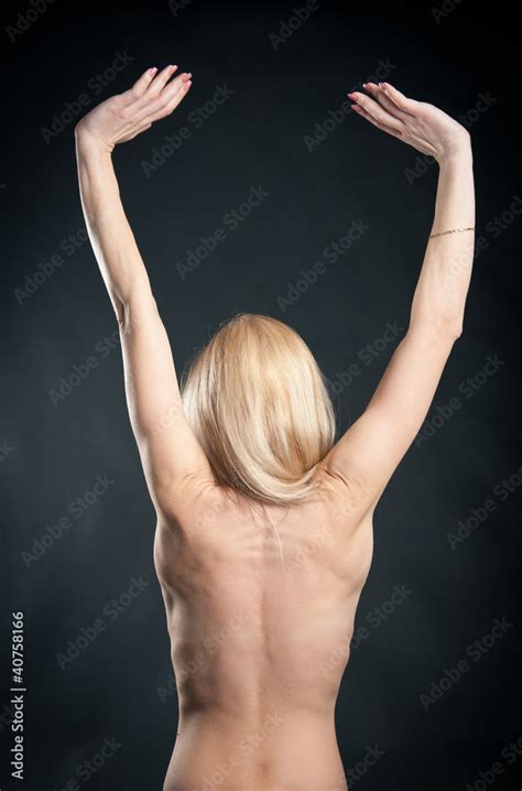 Naked Blond Woman Back View Against Black Background Stock Photo Adobe Stock