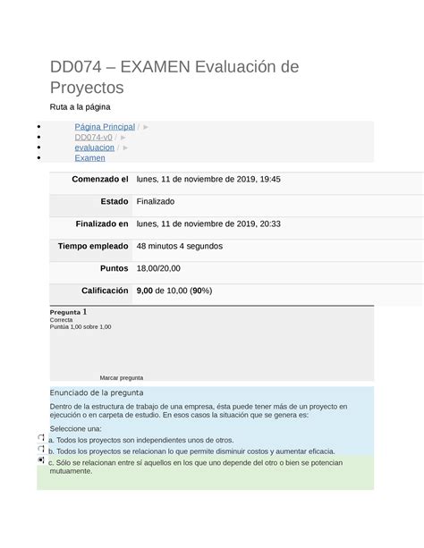 DD074 Examen Evaluaci n de Proyectos DD074 EXAMEN Evaluación de