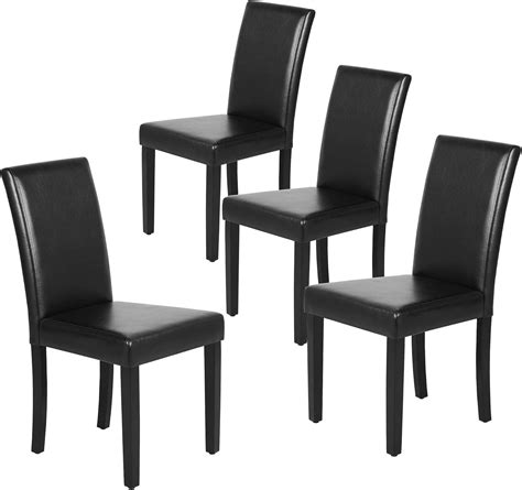 Yaheetech 4pcs Modern Faux Leather Dining Room Chairs High Back Padded Kitchen Chairs For Home