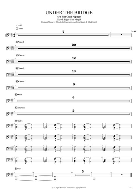 Under The Bridge Tablatura De Red Hot Chili Peppers Guitar Pro Full Score Mysongbook